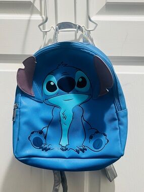 Disney Blue Stitch Kids Backpack with Purple Ear Accents